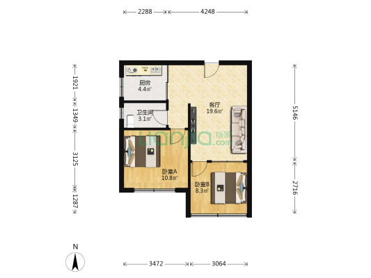 福林小区（大尧一路） 2室1厅1卫 59平方