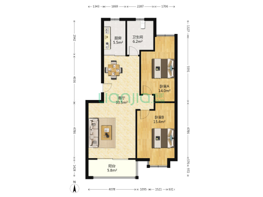 锦源尚都 2室1厅1卫 94平方