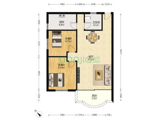 文锦玫瑰苑 2室1厅1卫 97平方