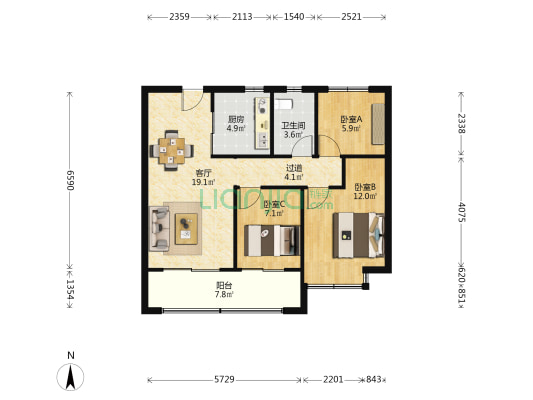 弘阳栖尧美著 3室1厅1卫 89平方