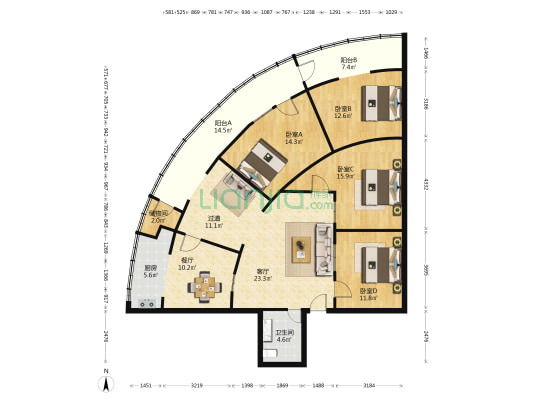 商贸局家属院 4室2厅1卫 157平方