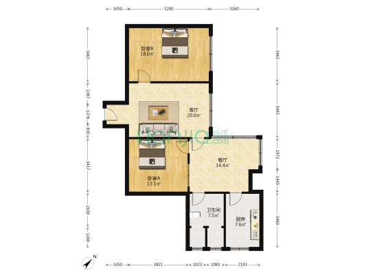 成灌西路38号 2室2厅1卫 86平方