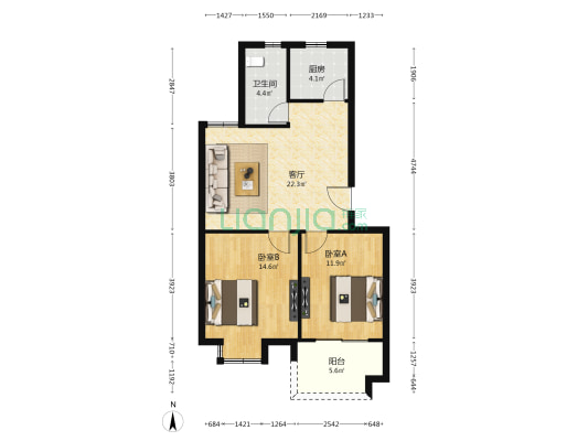 湘南公寓依莲苑 2室1厅1卫 76平方