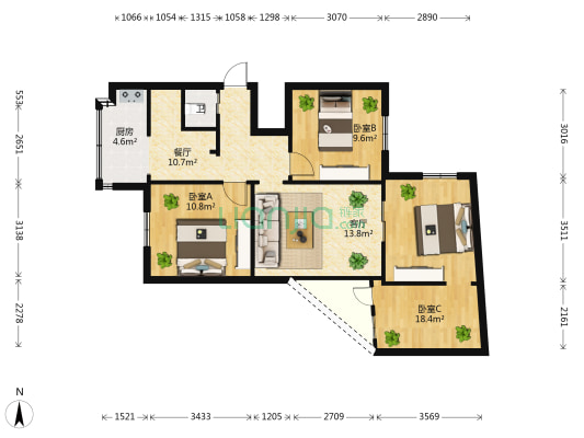 平政街39号 3室2厅1卫 53平方