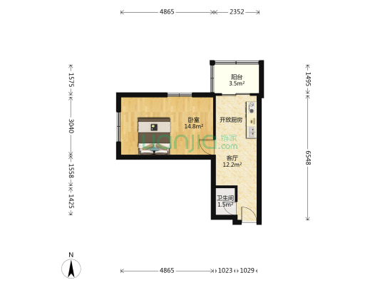 建国楼 1室1厅1卫 25平方