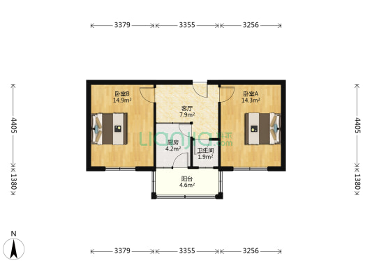 房子格局户型方正  采光全天      交通便利-户型图