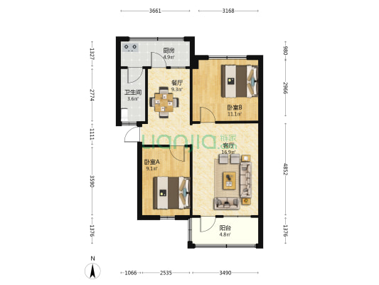 九三五隊地貭大院 2室2厅1卫 60平方