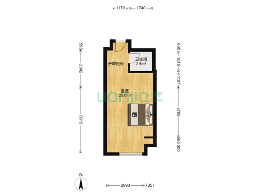 益田枫露 1室0厅1卫 46平方