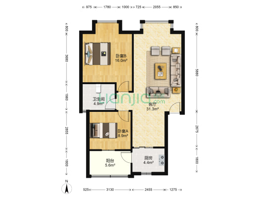 岷江局家属区 2室1厅1卫 83平方
