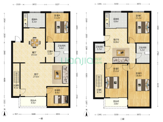 名人公寓 5室3厅3卫 226平方