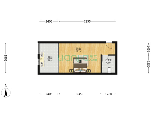 唐宁国际 1室0厅1卫 49平方