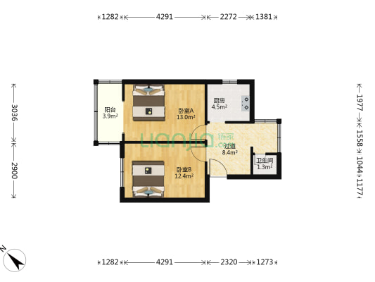 袁家岗150号 2室0厅1卫 56平方