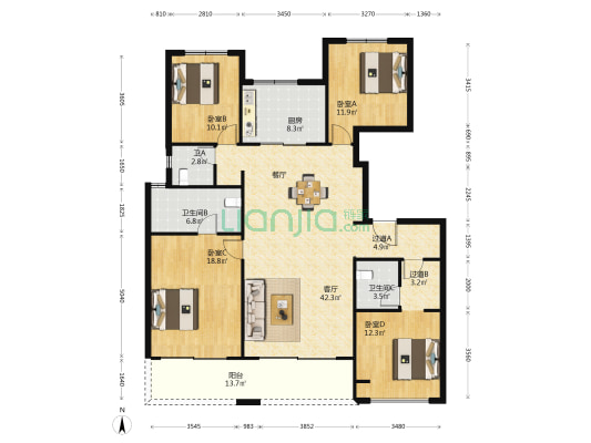 星联枫桥湾 4室1厅3卫 170平方