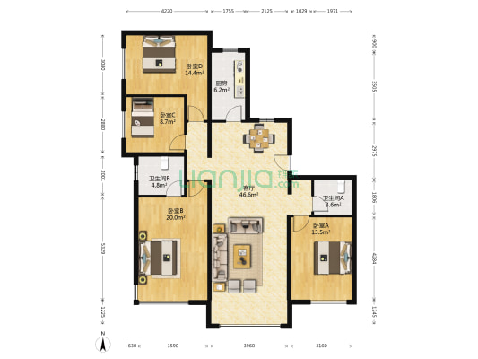 保利罗兰香谷 4室1厅2卫 139平方