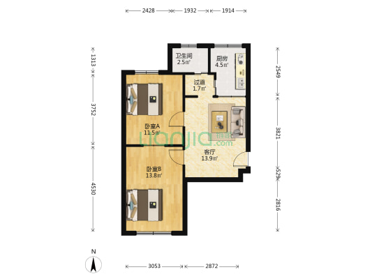 三局小区 2室1厅1卫 60平方