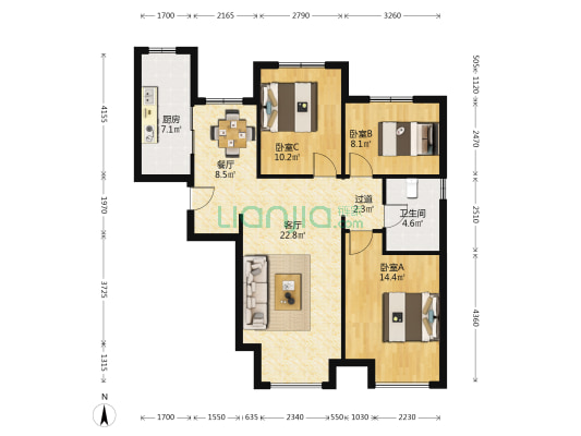 公乐园 3室2厅1卫 112平方