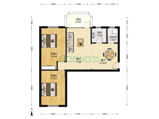 云西小区 2室2厅1卫 78平方