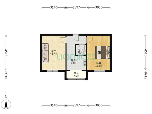 纬七路 1室1厅1卫 51平方