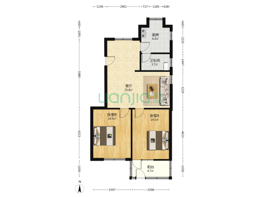 湖东住宅 2室1厅1卫 82平方