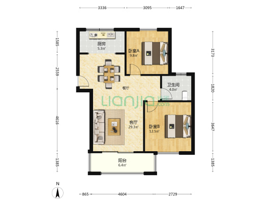 城东熙苑 2室1厅1卫 91平方