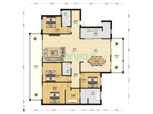 万科·瑧山悦 4室2厅3卫 210平方