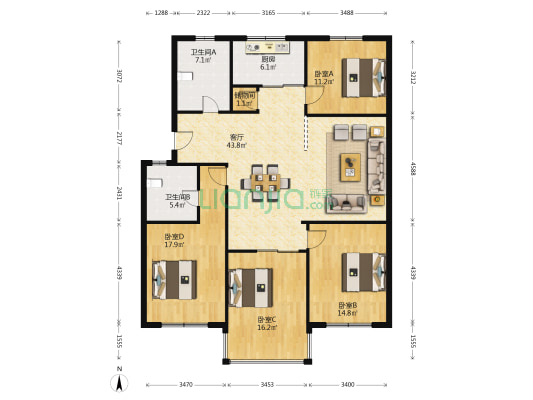 秦望佳苑 4室1厅2卫 150平方