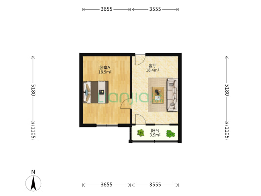 商业新村 1室1厅0卫 53平方