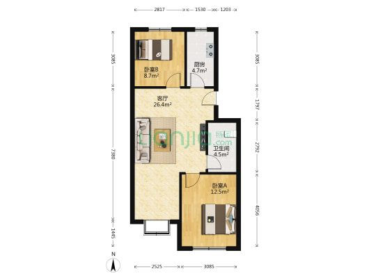 一诺阳光佳园 2室1厅1卫 73平方