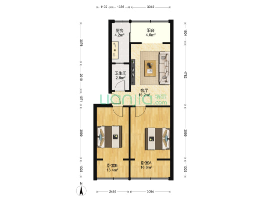 武侯祠大街269号 2室1厅1卫 63平方