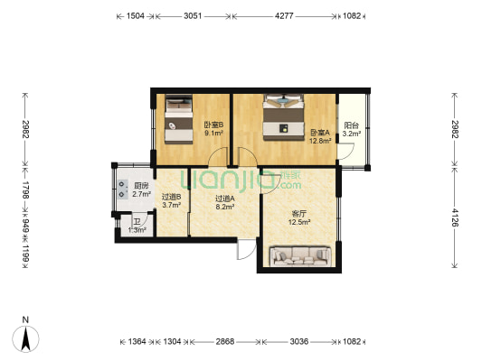 甘荫塘菊花洞路社区 2室1厅1卫 68平方