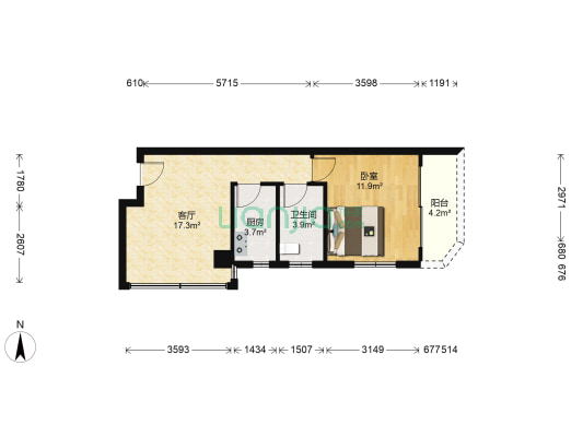 中怡居 1室1厅1卫 51平方
