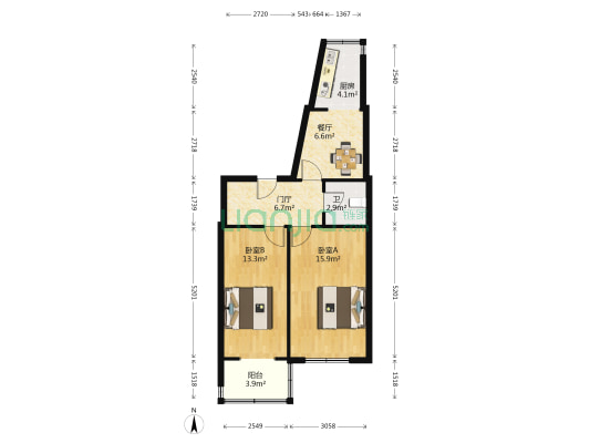贵新街 2室1厅1卫 66平方