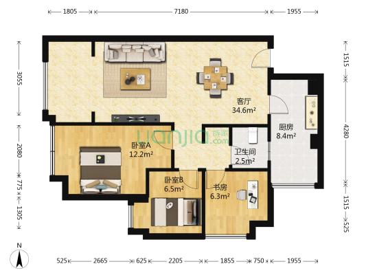 金香领邸 3室1厅1卫 83平方