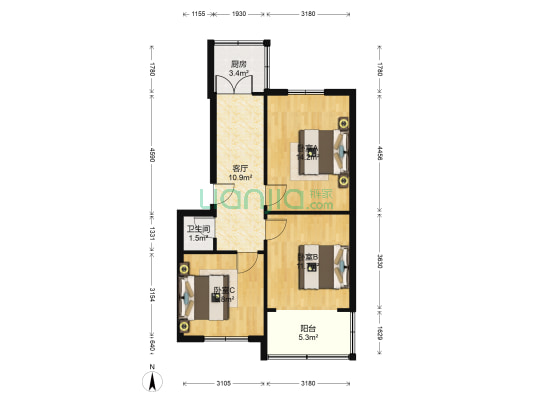 龙舟路58号 3室1厅1卫 62平方