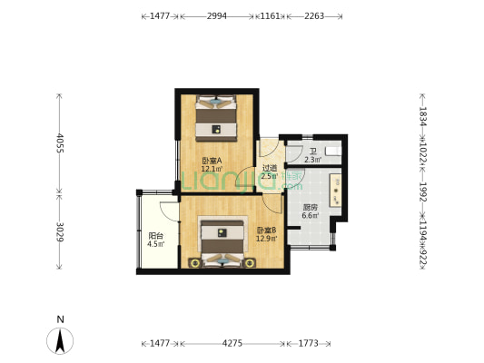 粮食局家属院(会馆巷） 2室0厅1卫 50平方
