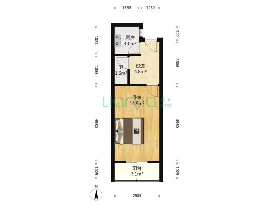 七段大楼 1室0厅1卫 23平方