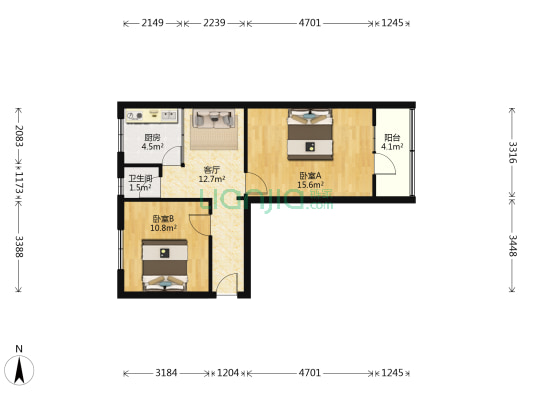 西固热电二区 2室1厅1卫 53平方