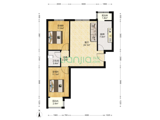 兴业公寓 2室1厅1卫 87平方