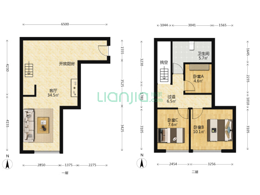 傲旋城 3室1厅1卫 88平方