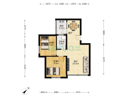 安居园北区 2室1厅1卫 63平方
