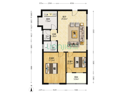 襄城区财政局家属院 2室1厅2卫 93平方