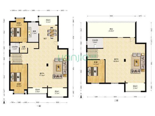 滨湖鑫茂苑 3室2厅2卫 248平方