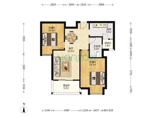 宝龙香槟湖 2室1厅1卫 85平方