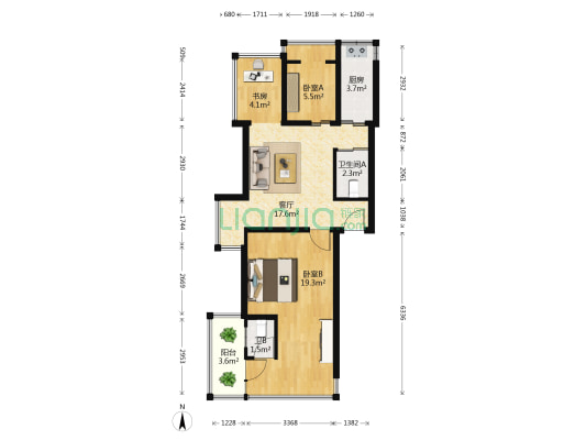 东渡水务宿舍 3室1厅2卫 50平方