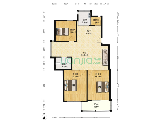 黎明南侨村 3室2厅1卫 110平方