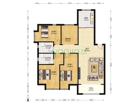 奥园·领墅山 2室2厅1卫 85平方