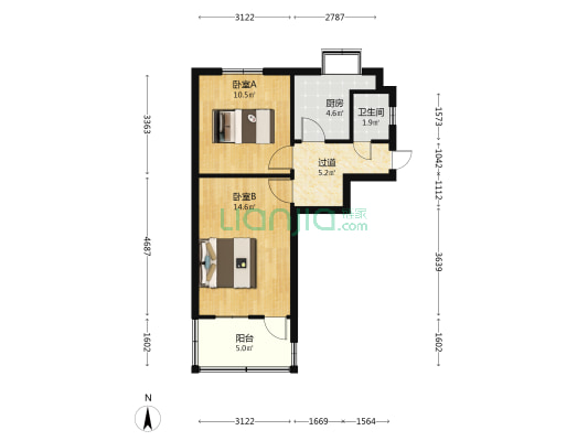 建筑一公司(南院) 2室0厅1卫 47平方