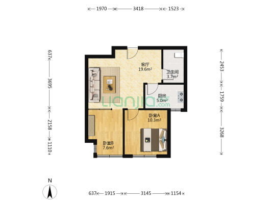 惠水和苑 2室1厅1卫 62平方