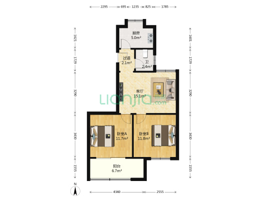 望月湖小区九片区 2室1厅1卫 64平方