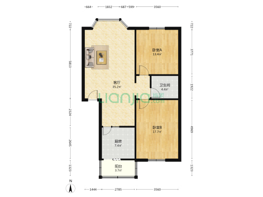 凤溪苑 2室1厅1卫 114平方